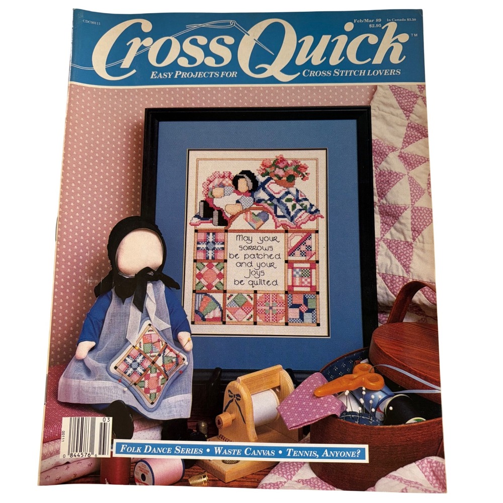 CrossQuick Magazine Feb/Mar 1989 Vol 1 No 3 Vintage Cross Stitch Patterns DIY